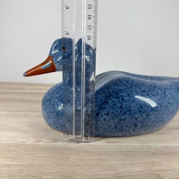 Calico China Blue Speckled Duck Figurine Vintage Ceramic Home Decor - Picture 12 of 12